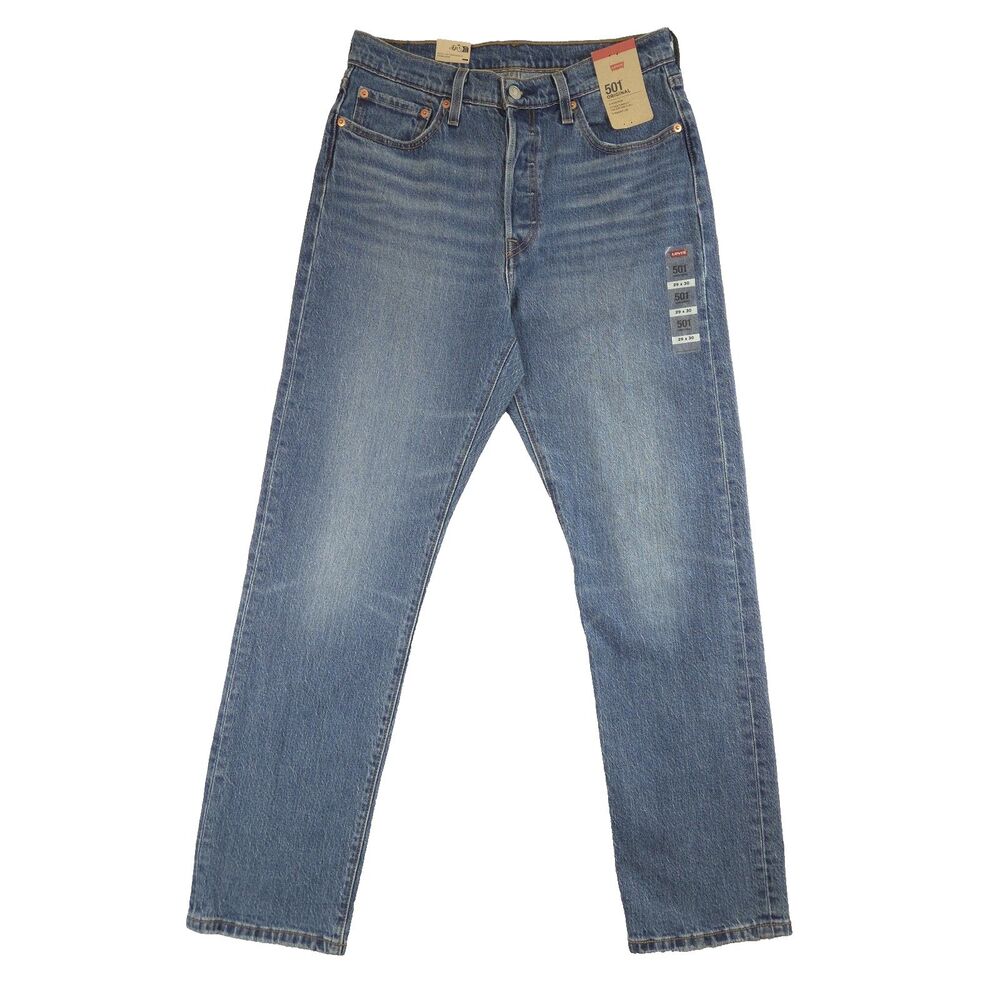 Levis 501 Original High Rise Straight Leg Jeans Blue 29x30